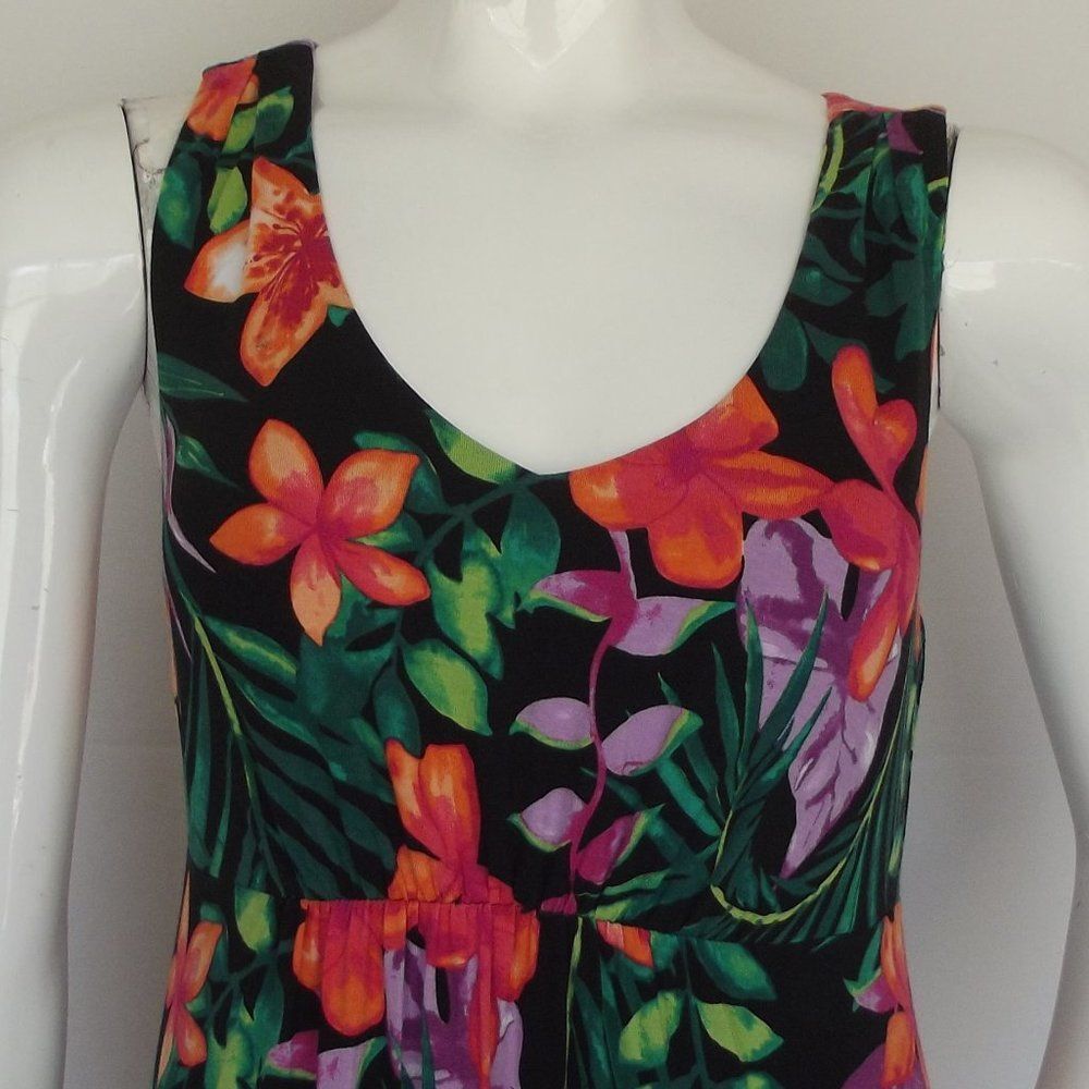 TOMMY BAHAMA Tambour Maxi Dress, S, Black/Multicolor Floral, Tank/Scoop, Jersey - Picture 2 of 12